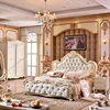 Royal European French wood carved bed room furniture bedroom set