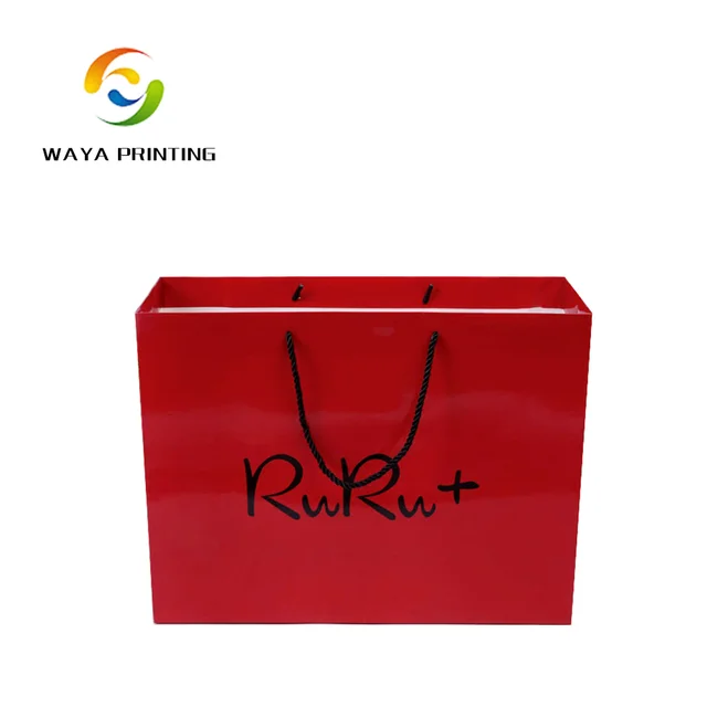 oem chinese red printing recycled wedding gift paper bags with