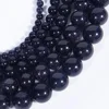 Wholesale Natural Smooth Blue Sand Goldstone Gemstone Loose Beads For Jewelry Making 4mm 6mm 8mm 10mm 12mm 14mm