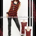 Punk Rave black-red striped sleeveless T-shirt T-236