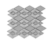 Rhombus Shaped Black Color Wall Panel Kitchen Backsplash Glass Mosaic Pattern