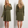 Thailand Dress Online Shopping Bulk Wholesale Basic Olive Soft Midi Spring Knit Maternity Dress Neck Designs
