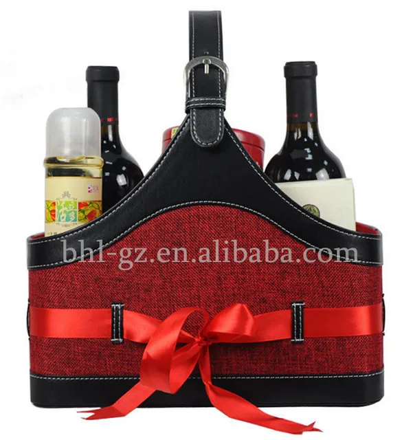 pu leather handcrafted gourmet winery gift baskets for christmas
