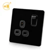 Black UK 3 pin plug 13a wall light switch with socket