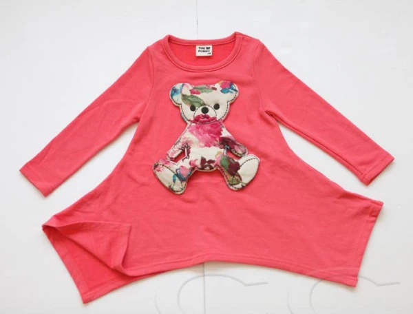 2016 hot lovely flowers bear applique fancy boutique girls clothing