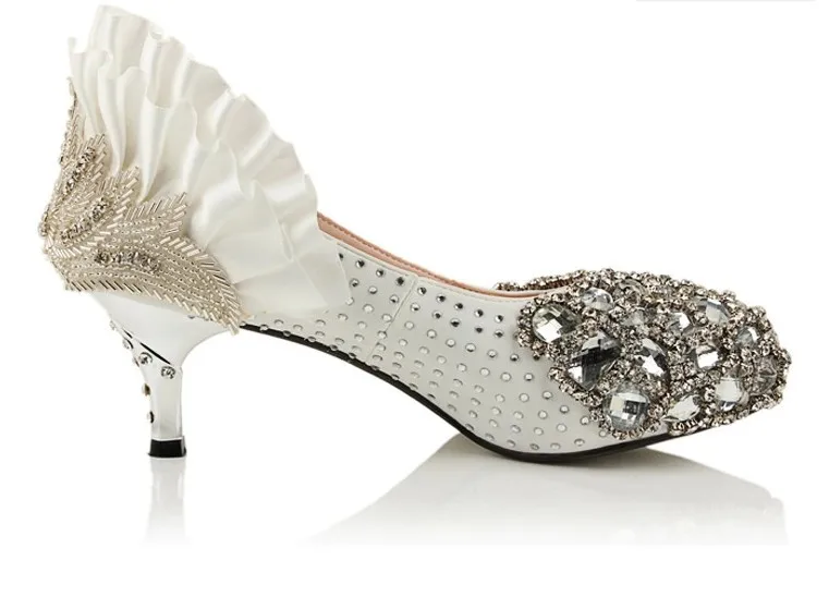 2015 new hot fashion wedding shoes star crystal rhinestone pearl the bride plus size big size high-heeled shoes 41 42 43