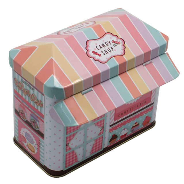 new style house shaped candy gift tin box