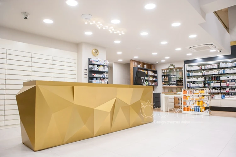 Customized Wooden Showcase Pharmacy Display Furniture Shop Counter