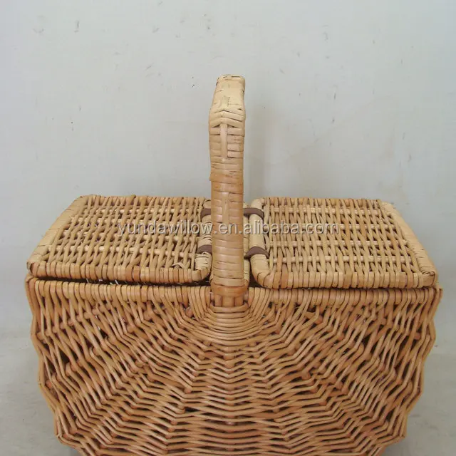 wicker market or easter or picnic basket with long handle