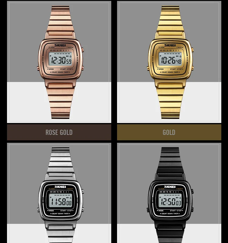 Cheap chinese zinc alloy plating wrist women led watches