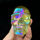 Charming golden Aura Quartz Crystal skull for crafts