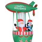 180cm High Christmas Inflatable Penguin and Santa Claus with Plane Design Fire Balloon