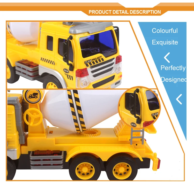 Plastic friction car with light and music, concrete mixer truck toy, View concrete mixer truck