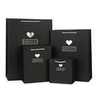 Weddings Gift Favor Black Shopping Paper Kraft Bags with Handle