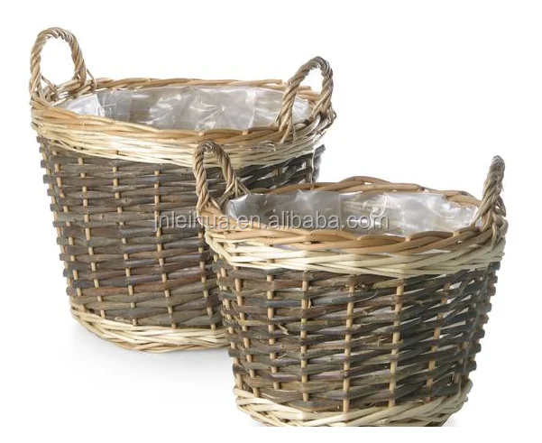 2pcs of one set willow storage basket wicker flower pot rattan