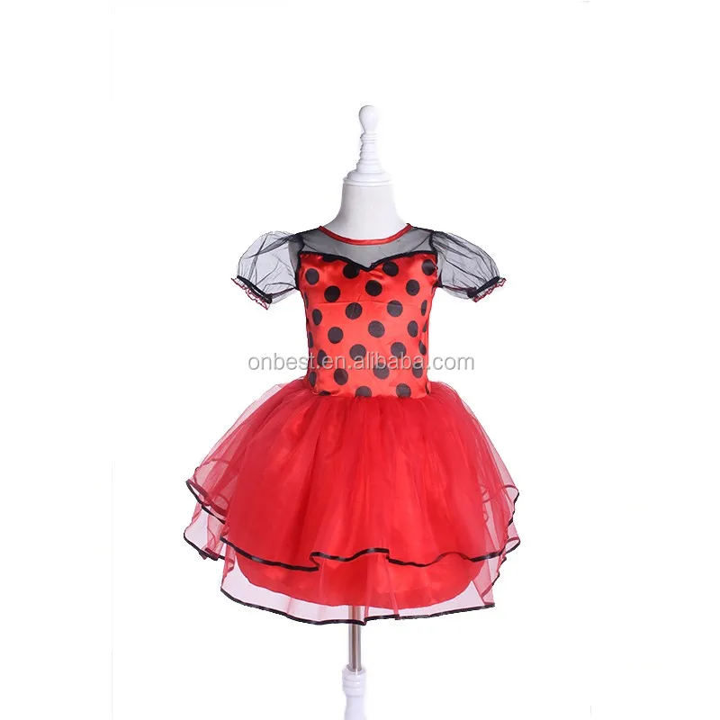 El mejor precio y alta calidad poco lady bug vestido de princesa trajes para niños