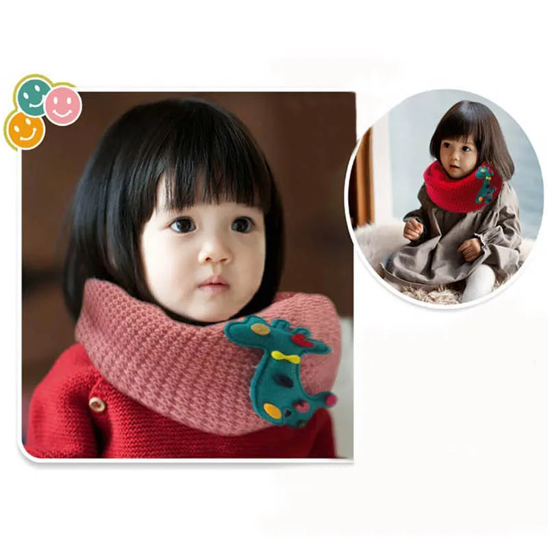 Newest Kids Fashion Cartoon Winter Warm Cute Deer collar Scarves Boys and Girls Kids Neck O Ring Scarves for Kids