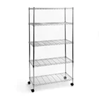 5 Layers Quality Approved Adjustable Indoor Heavy Duty Chrome Wire Shelving For Storage