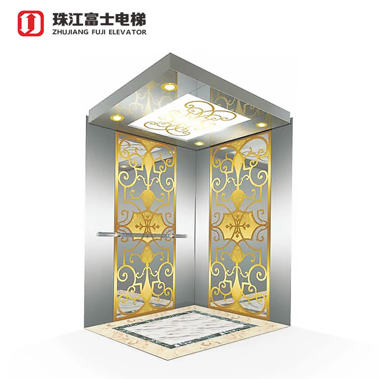 China ZhuJiangFuJi Supplier Stainless Steel Passenger Gearless Traction Machine Residential Elevators/Home Elevator Price
