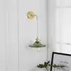 Stock brass wall scone vintage green glass wall light for home hotel decoration