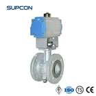 Stainless steel V type flanged ball valve with limit switch V type regulating ball valve