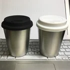 stainless steel double walled coffee cup insulated mug tumbler 9oz hot drink tumbler cup with silicone rubber lid cover