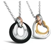 Circle and Double Heart Stainless Steel Pendant Trendy Jewelry For Couple