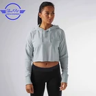 Custom long sleeve crop top hoodies women fleece french terry pullover hoodie