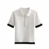 New style short sleeve knitted t shirt polo collar women fashion summer tops clothing