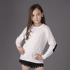 New elbow patch design girl sweater cable knit cashmere kids sweaters