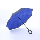 Design custom upside down double layer C hook inverted umbrella with private label