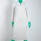 Women casual long sleeve knitwear polyester midi dress