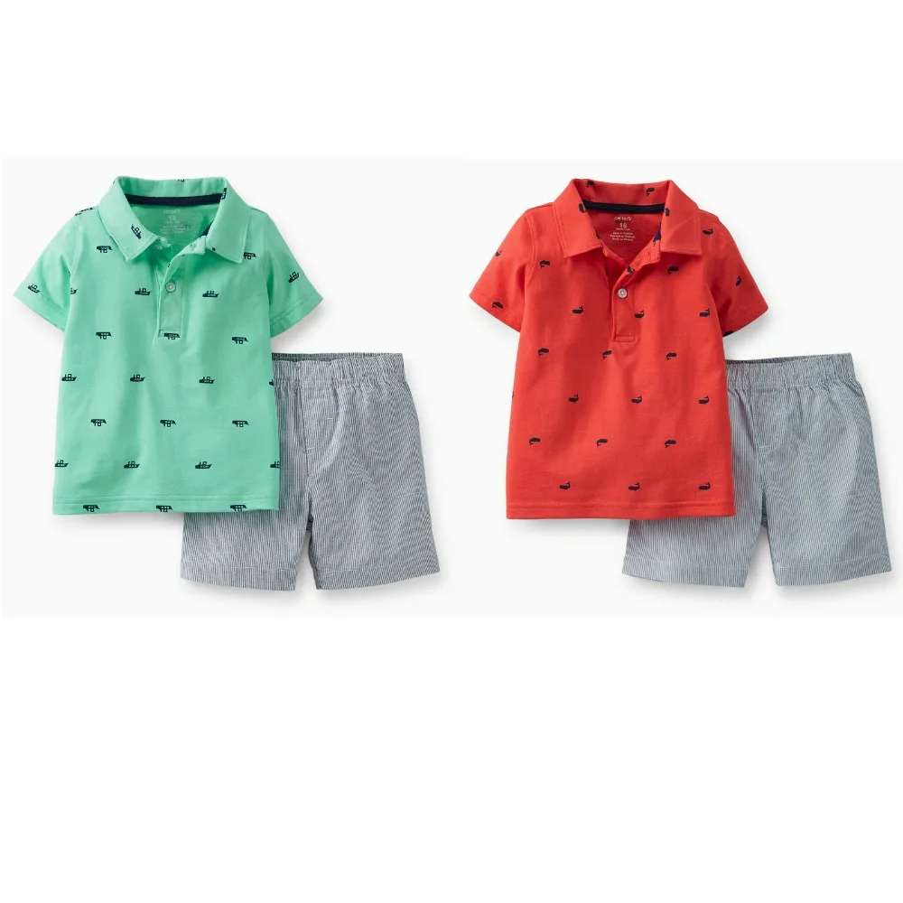 New Arrival Spring & Summer 2015,Carter's Baby &Toddler Boys Short sleeve 2-Piece Jersey Top & Cotton Shorts Clothing Sets
