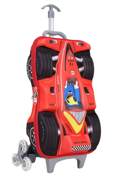 Lovely 3d cartoon printed car shaped children school bag wholesale