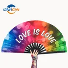 Folding Fan Fan Folding Hand Fan Custom Large Folding Hand Rave Fan With Fabric Printing