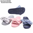 Cute bow women pvc slipper sport casual style flat slipper sandals