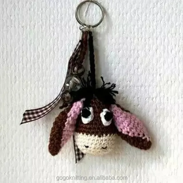 fashion design creative gift keychain crochet little donkey diy