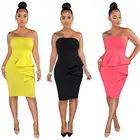 2019 Women Sexy Off Shoulder Slash Neck Ruffles Backless Dresses Female Split Elegant Solid Color Dress vestidos