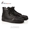 Hot Sale USA Real Genuine Designs All Black Metal Studs Trims High Top Sneakers