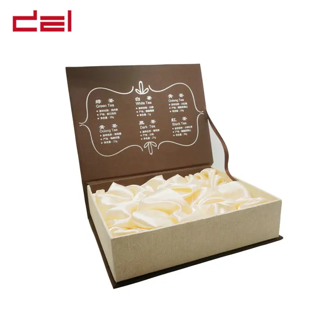 custom made book shape paper magnetic closure chinese tea gift