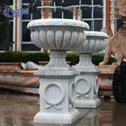 Natural stone carving garden decor design landscape outdoor large marble flower pot for sale