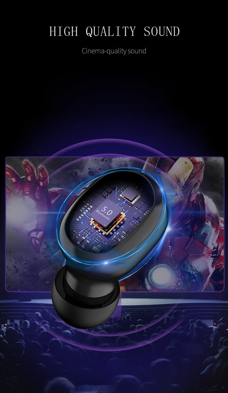 2019 waterproof earphone headphone earbuds tws 5.0 bluetooth earphone earbuds for all phone - ANKUX.COM