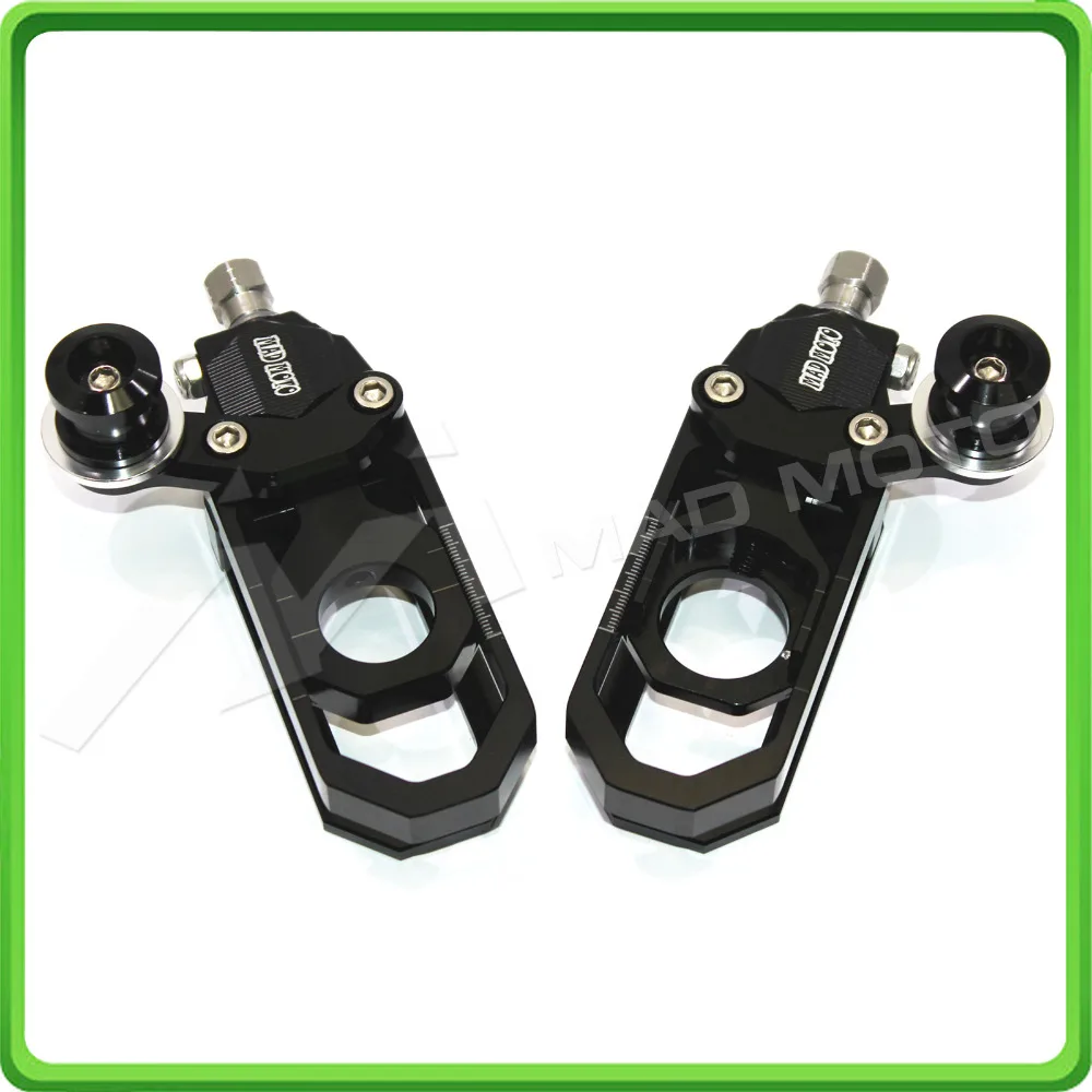 Motorcycle Chain Tensioner Adjuster with bobbins kit for Yamaha R6 YZF-R6 2006 2007 2008 2009 2010 2011 2012 Black (2)