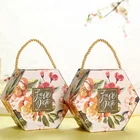 Sweet Foldable Hexagon Wedding Favor Gift Box with Handle