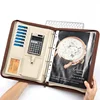 A4 multi-functional folder zipper bag business manager contract clip leather cover ring binder file folder with pockets