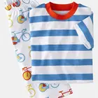 High quality kids cotton bule stripe tee boys summer simple baby clothing set