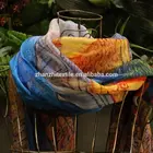 digital print custom design long chiffon silk beach shawl scarves for lady