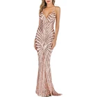 Lady Sexy Bodycon Backless Spaghetti Straps Sleeveless Women Elegant Party Sequin Evening Long Dresses
