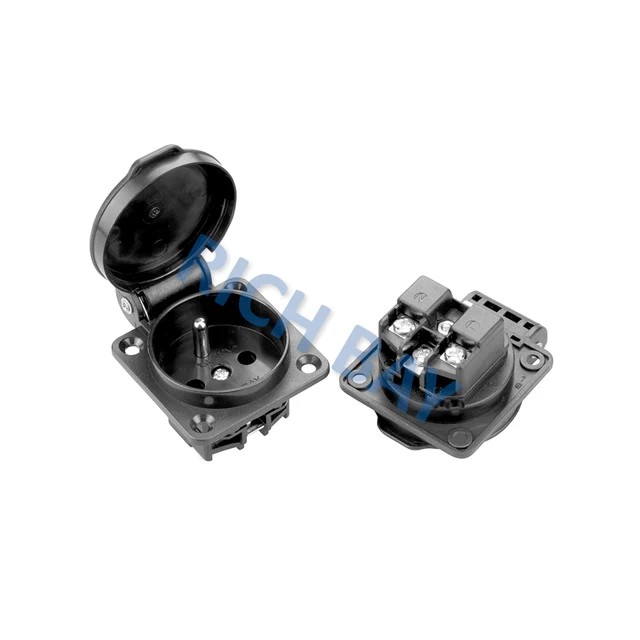 French/Belgium Euro Module outlet 16A 250V AC power socket with waterproof 50*50 mm power plug socket