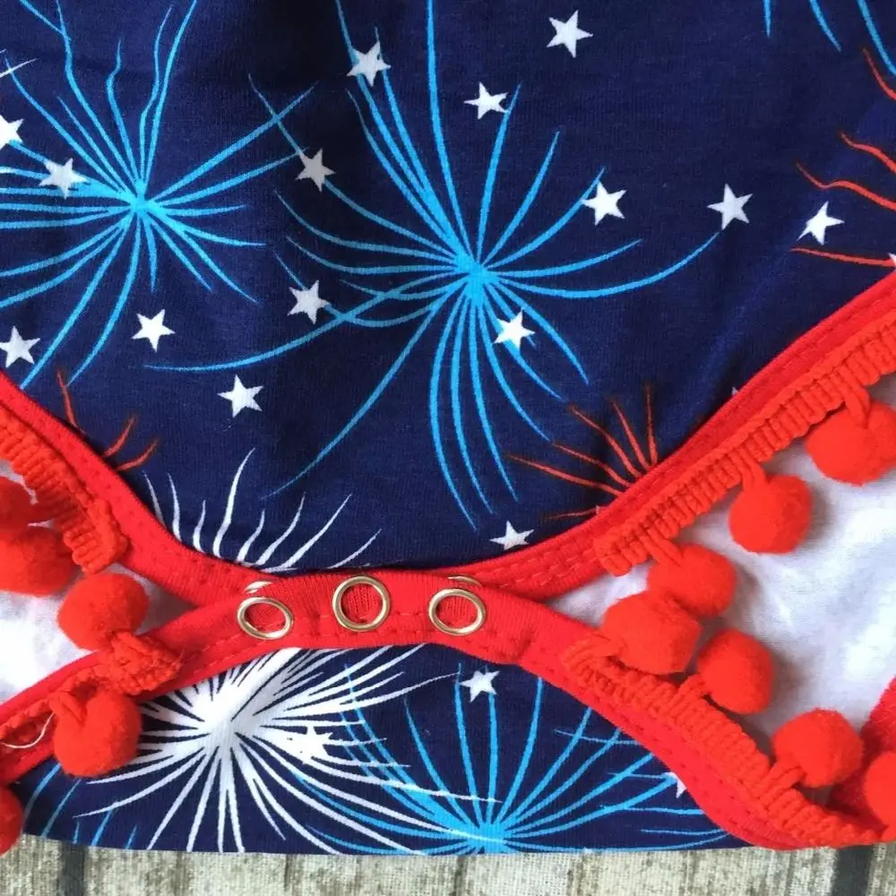 new arrival baby girls Summer clothing infant romper tutu cotton baby firework romper girls romper with match headband